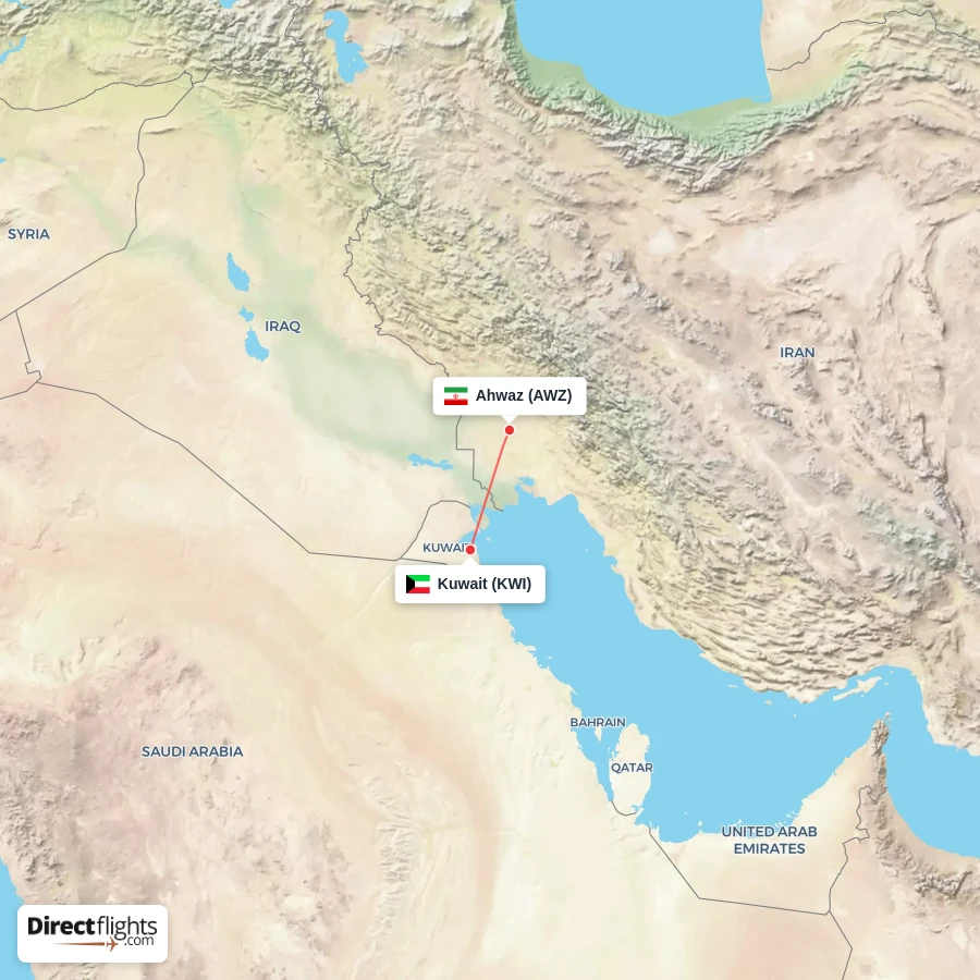 AWZ - KWI route map