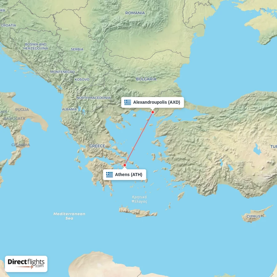 AXD - ATH route map