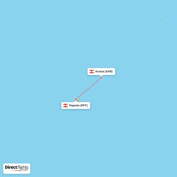 Arutua - Papeete direct flight map