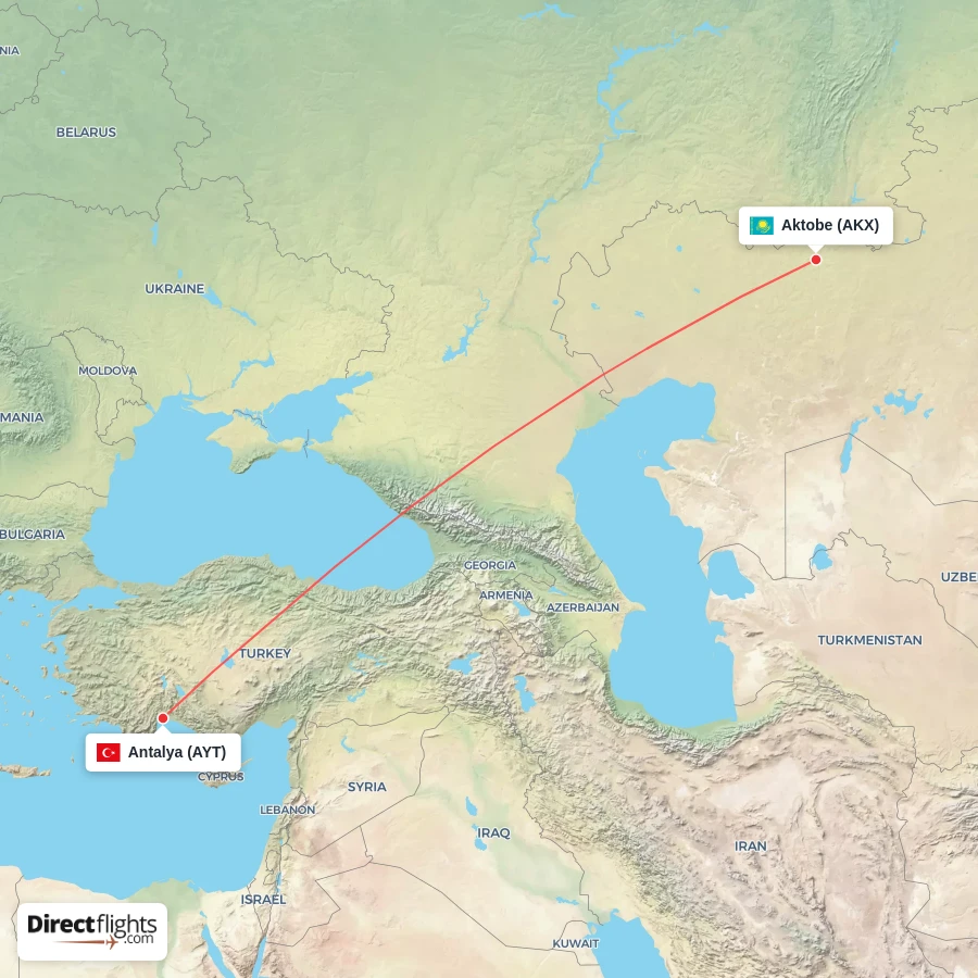 AYT - AKX route map