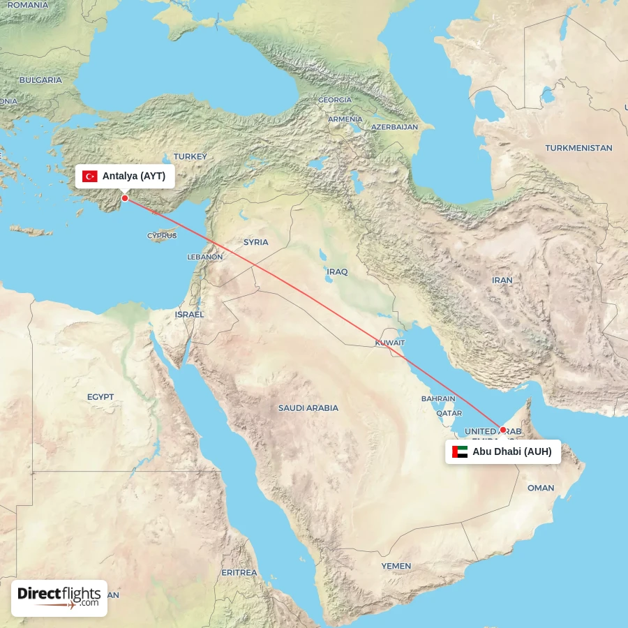 AYT - AUH route map