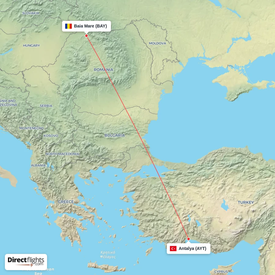 AYT - BAY route map