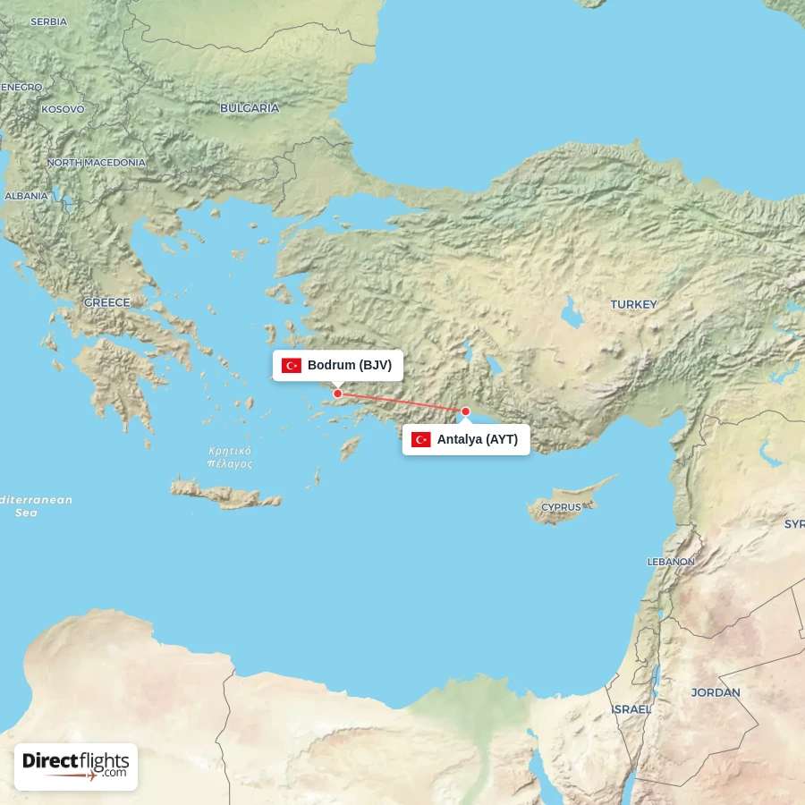 AYT - BJV route map