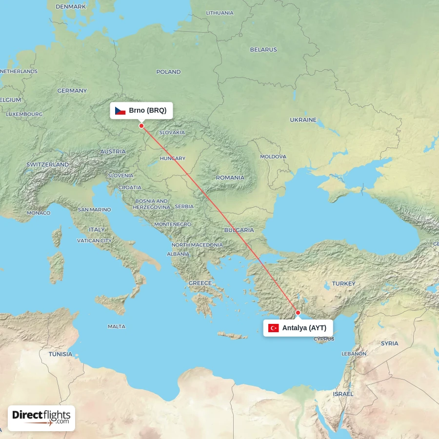 AYT - BRQ route map