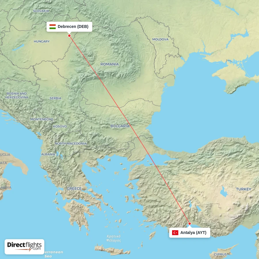 AYT - DEB route map