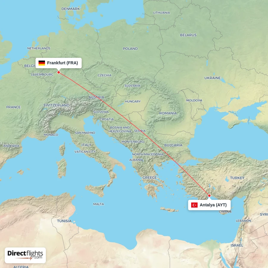 AYT - FRA route map