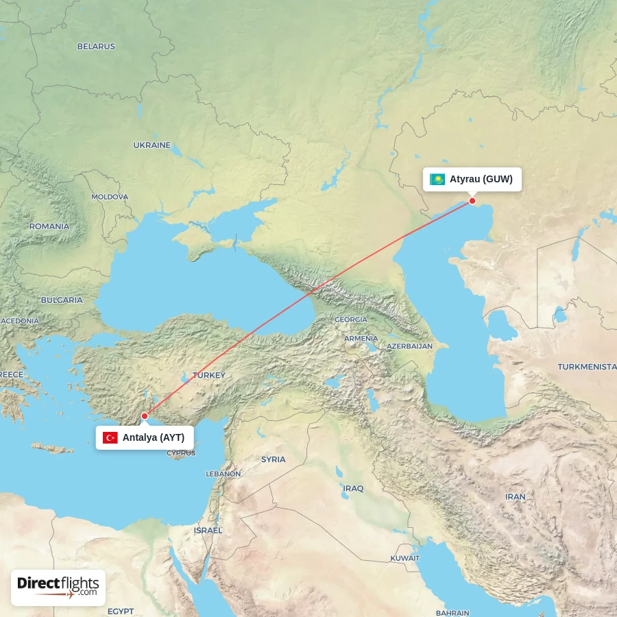 AYT - GUW route map