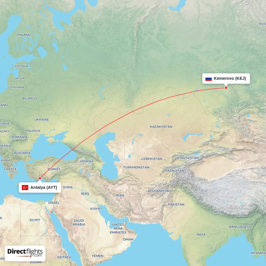 AYT - KEJ route map