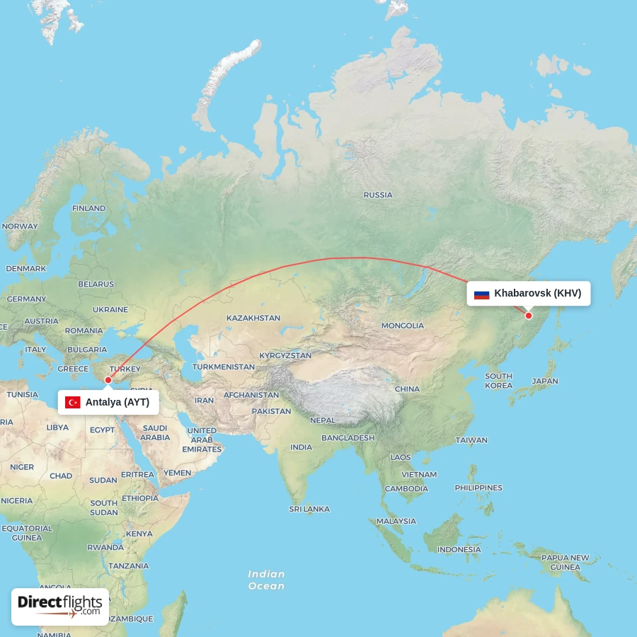 AYT - KHV route map