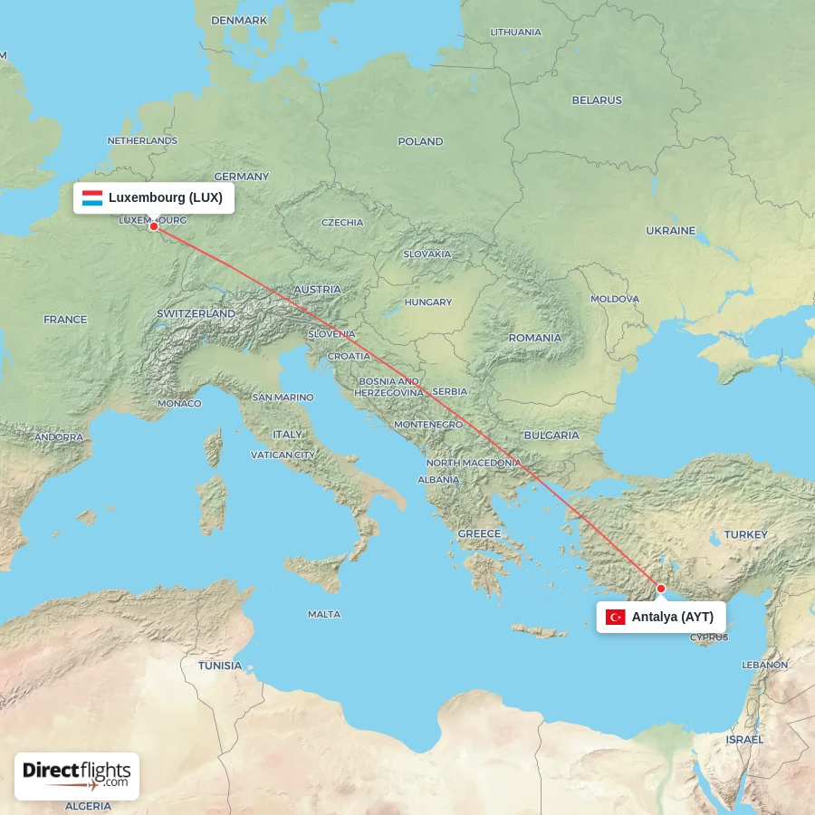 AYT - LUX route map