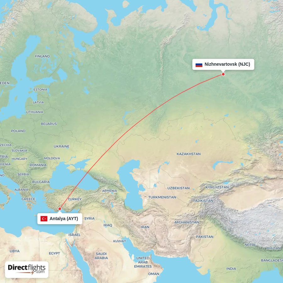 AYT - NJC route map