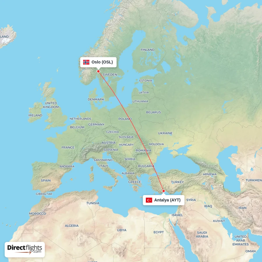 AYT - OSL route map