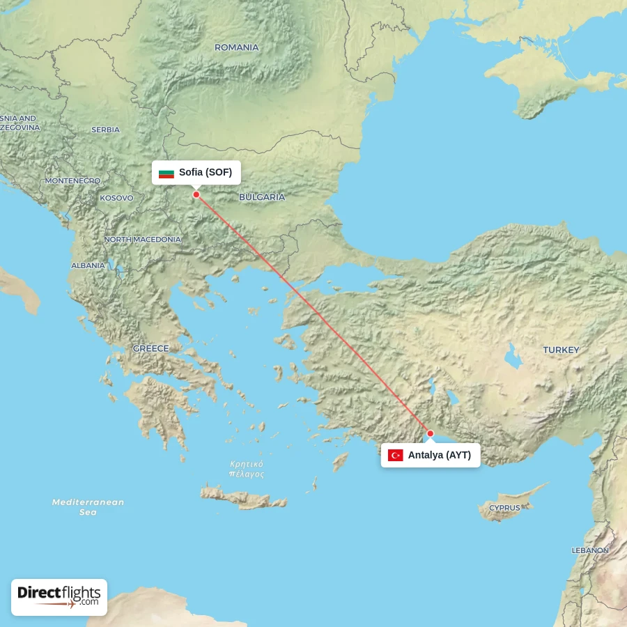 AYT - SOF route map
