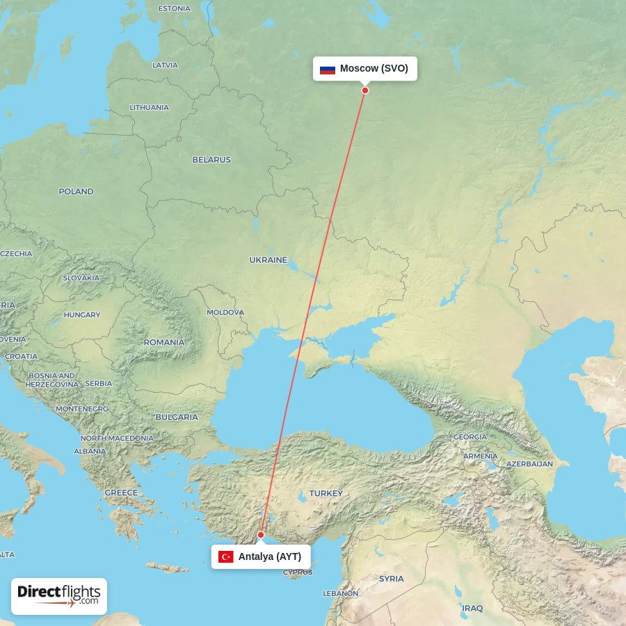 AYT - SVO route map