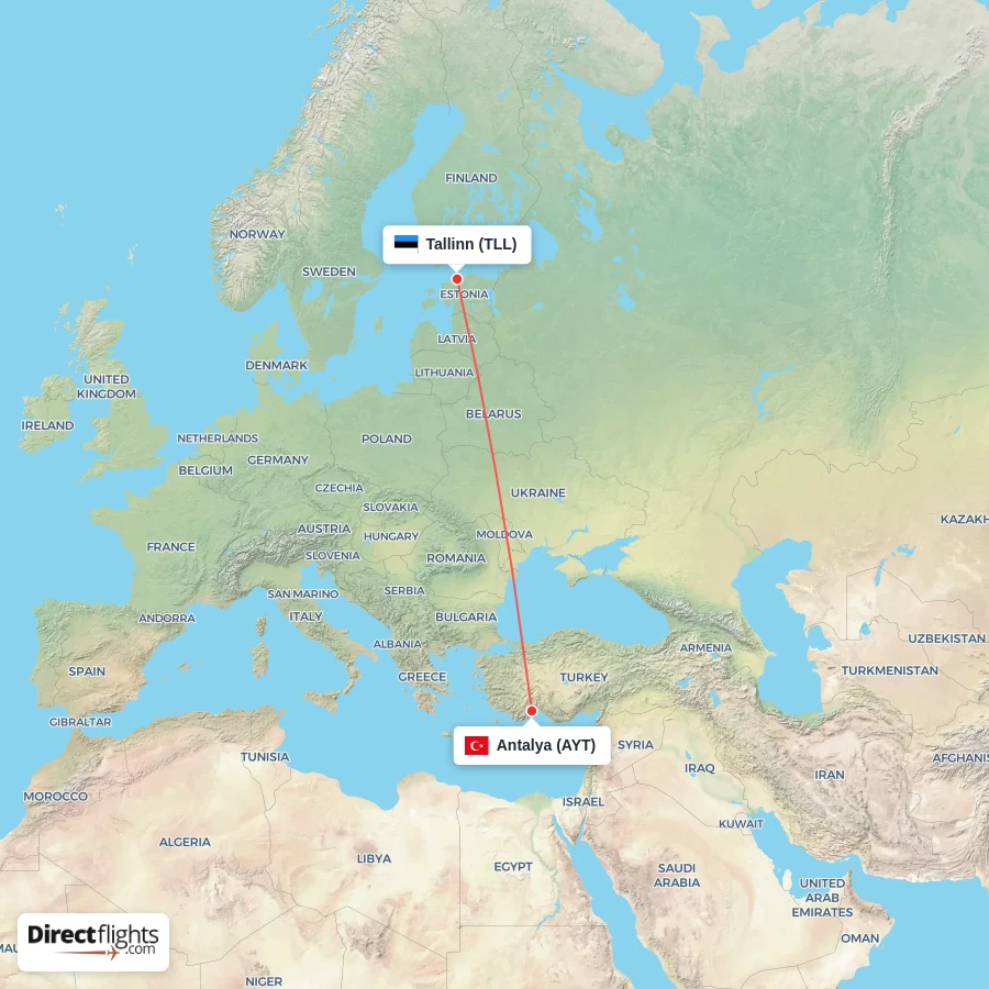 AYT - TLL route map