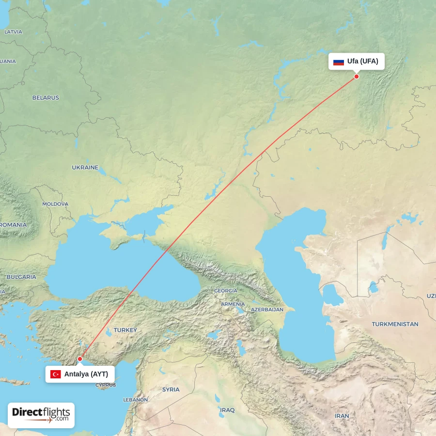 AYT - UFA route map