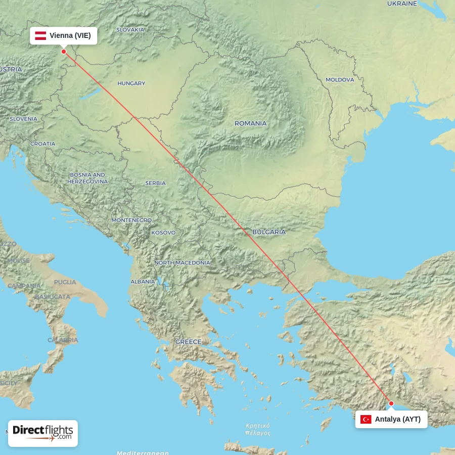 AYT - VIE route map