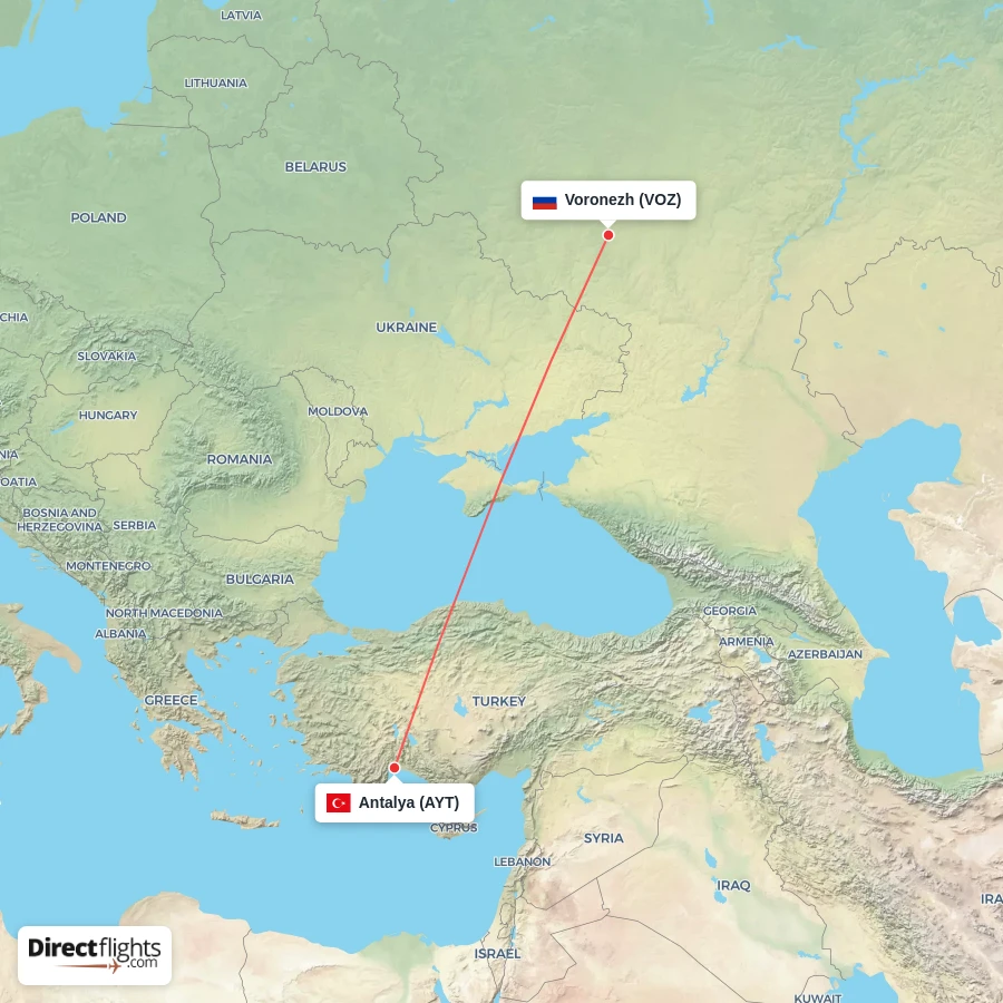 AYT - VOZ route map