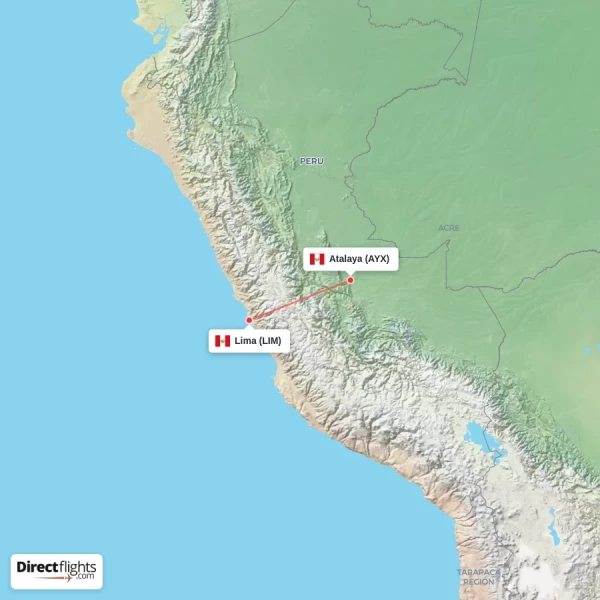 Atalaya - Lima direct flight map