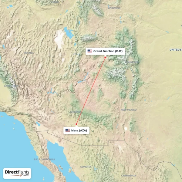 Mesa - Grand Junction direct flight map