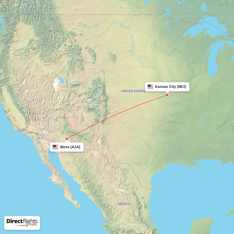 AZA - MCI route map