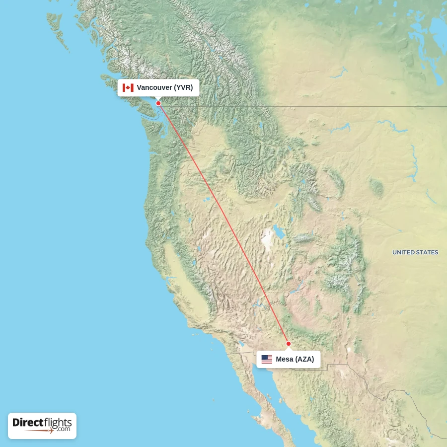AZA - YVR route map