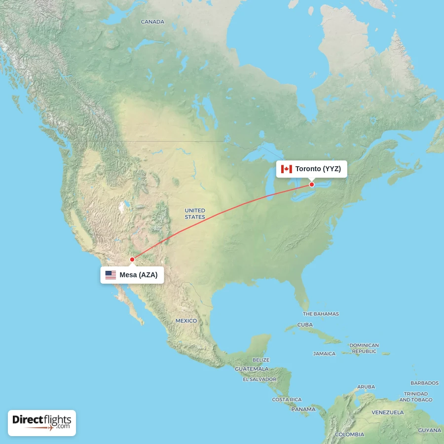 AZA - YYZ route map