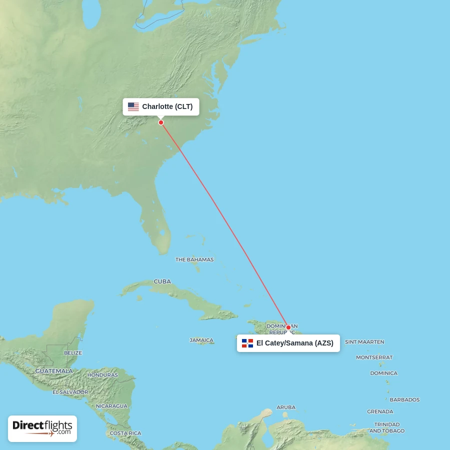 AZS - CLT route map