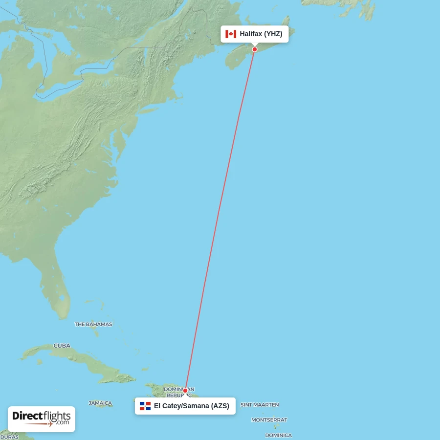 AZS - YHZ route map