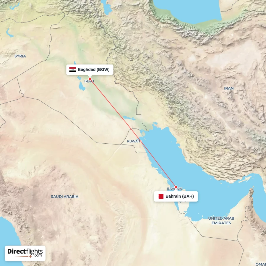 BAH - BGW route map