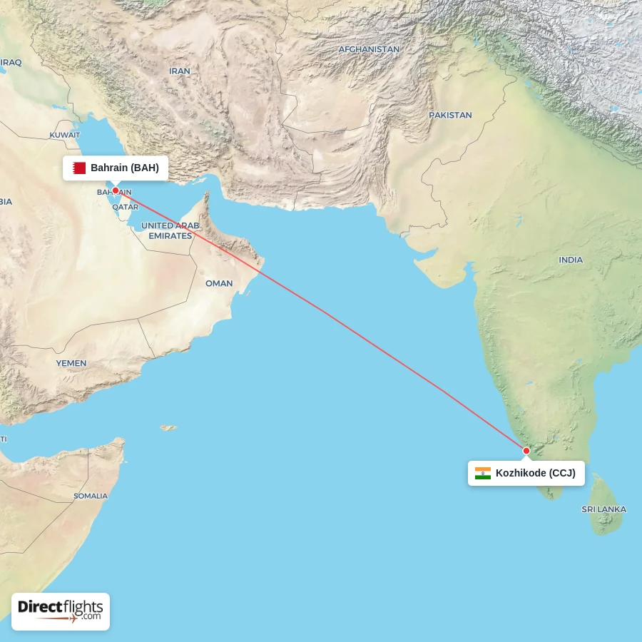 BAH - CCJ route map