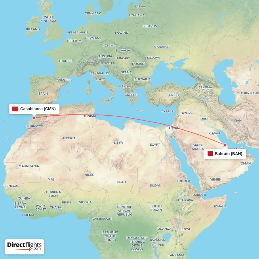 BAH - CMN route map