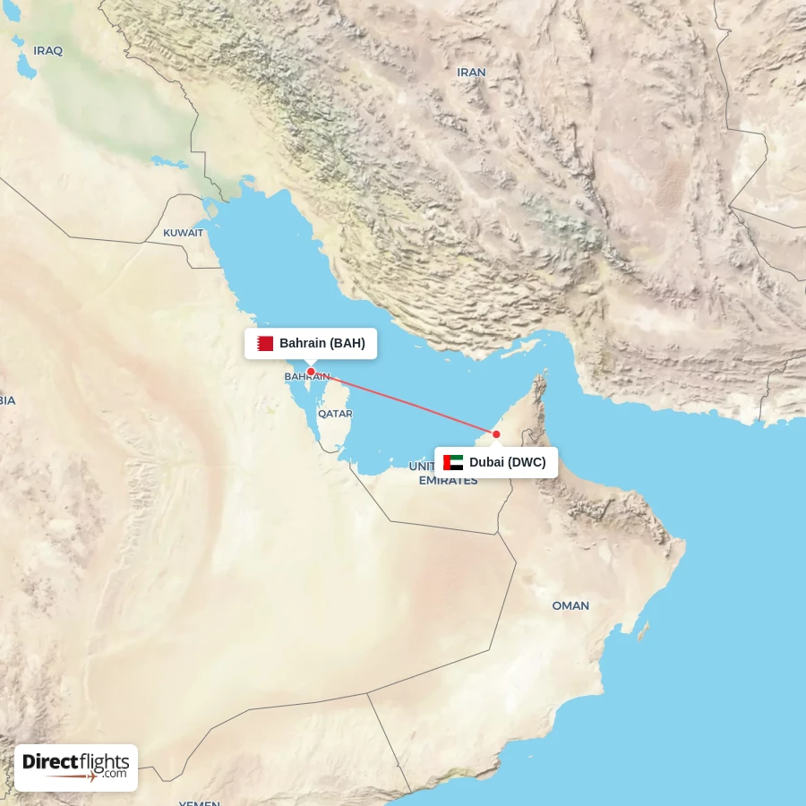 BAH - DWC route map