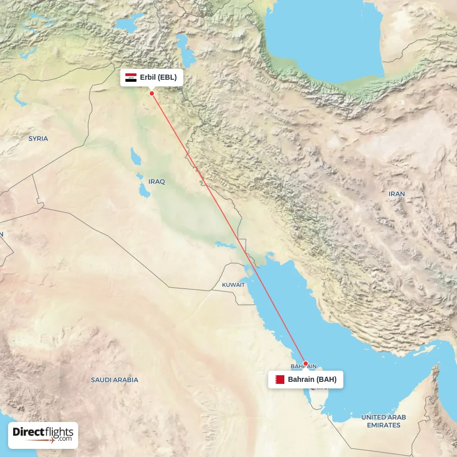 BAH - EBL route map