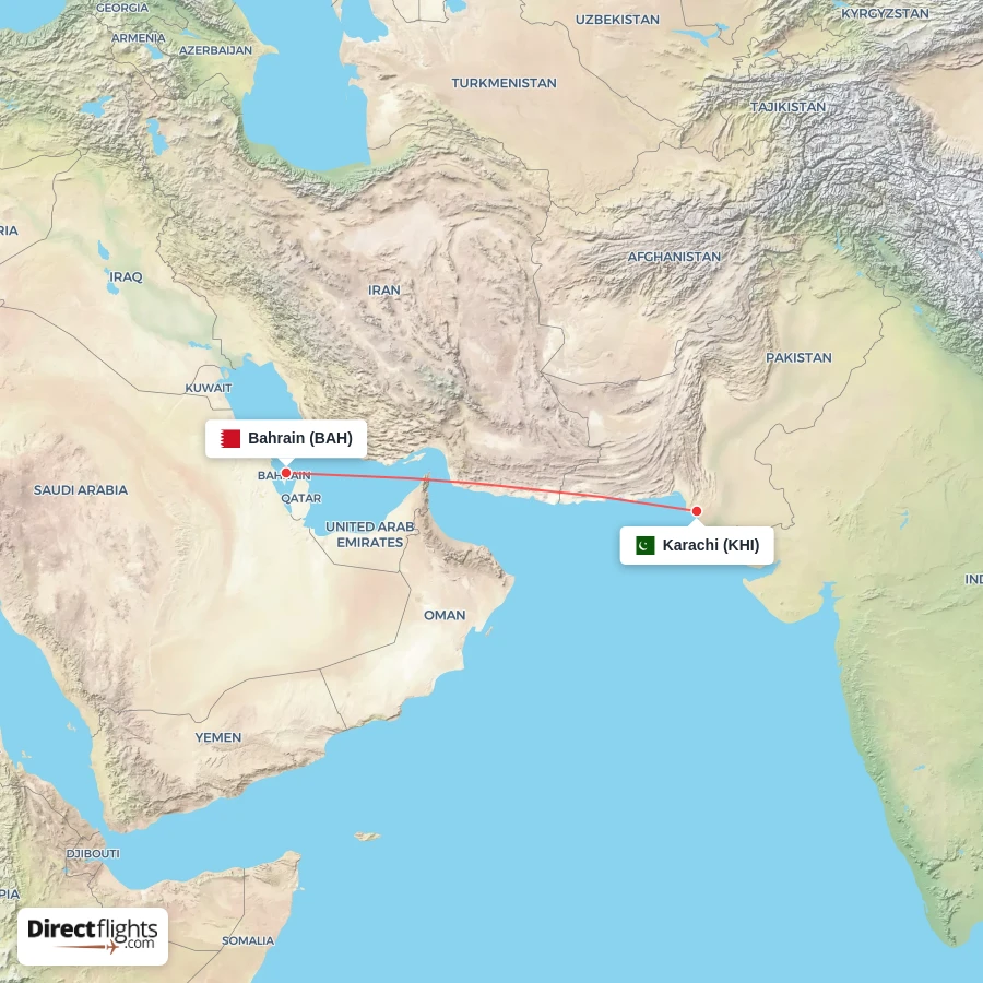 BAH - KHI route map