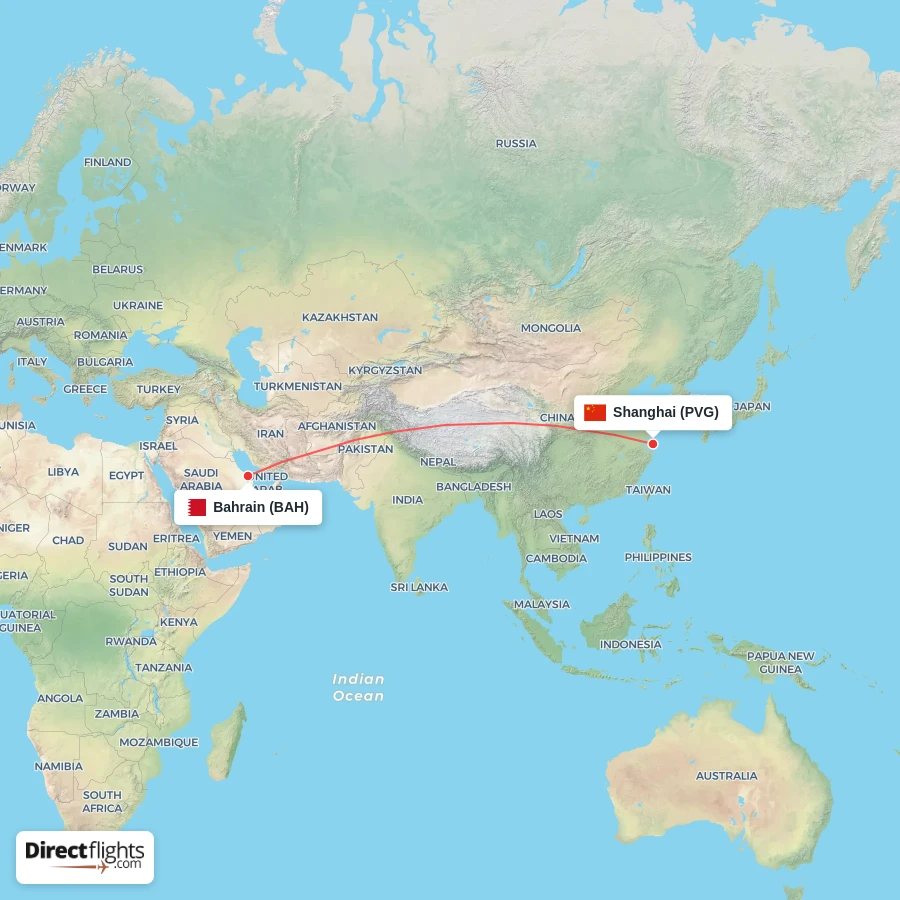 BAH - PVG route map