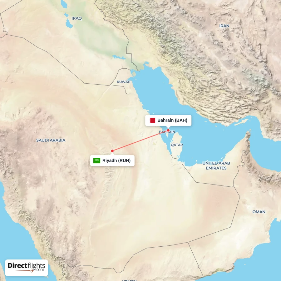 BAH - RUH route map