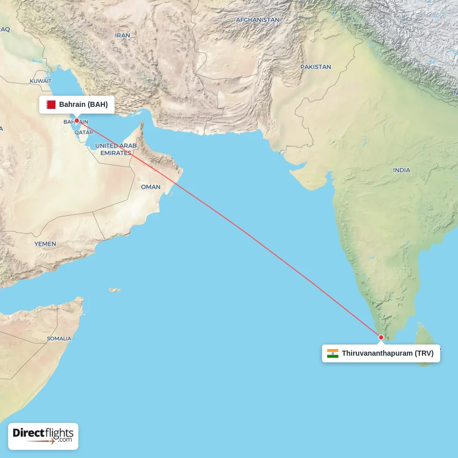 BAH - TRV route map