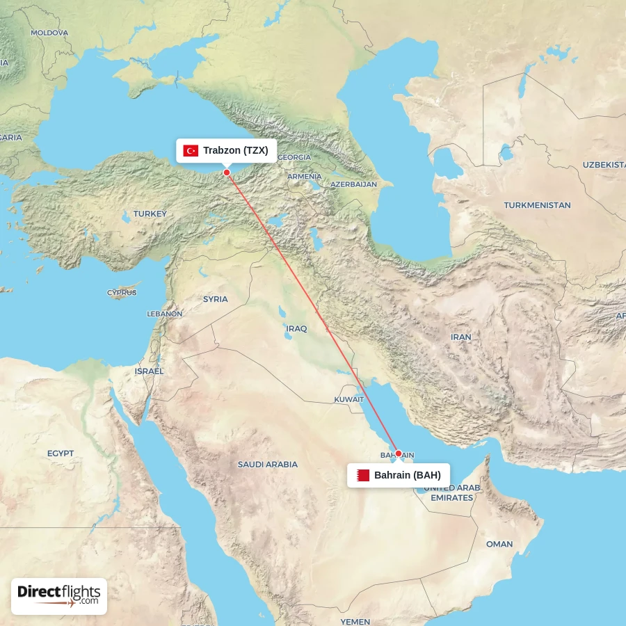 BAH - TZX route map
