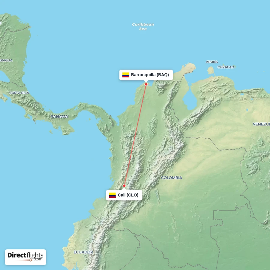 BAQ - CLO route map