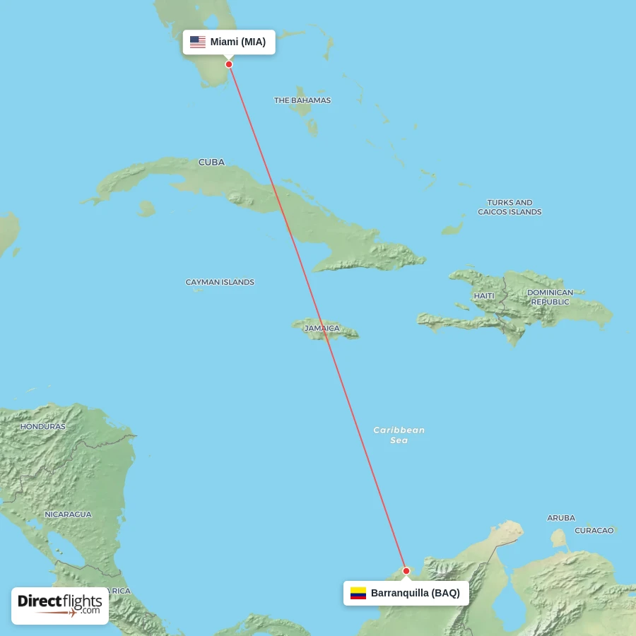 BAQ - MIA route map
