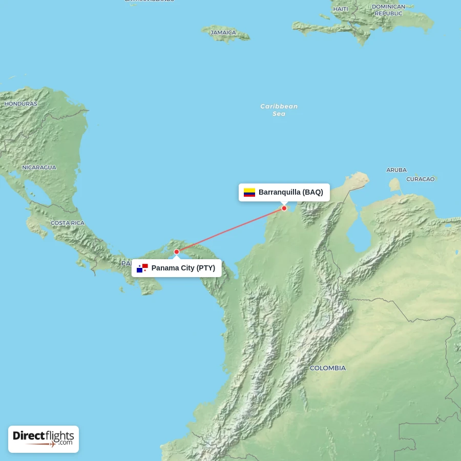 BAQ - PTY route map