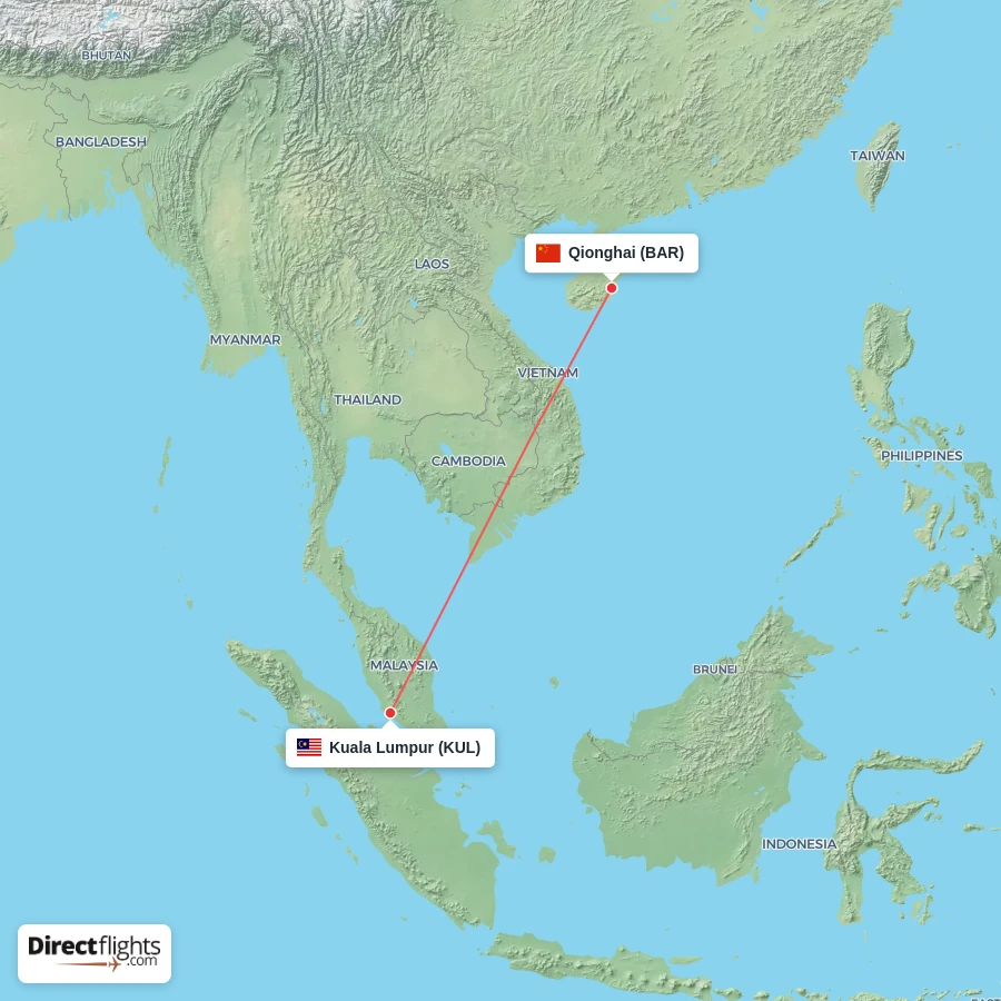 BAR - KUL route map