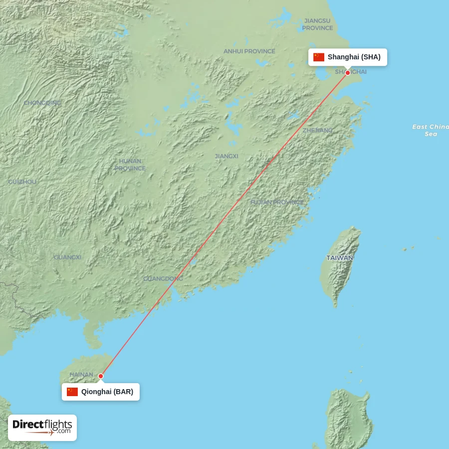 BAR - SHA route map