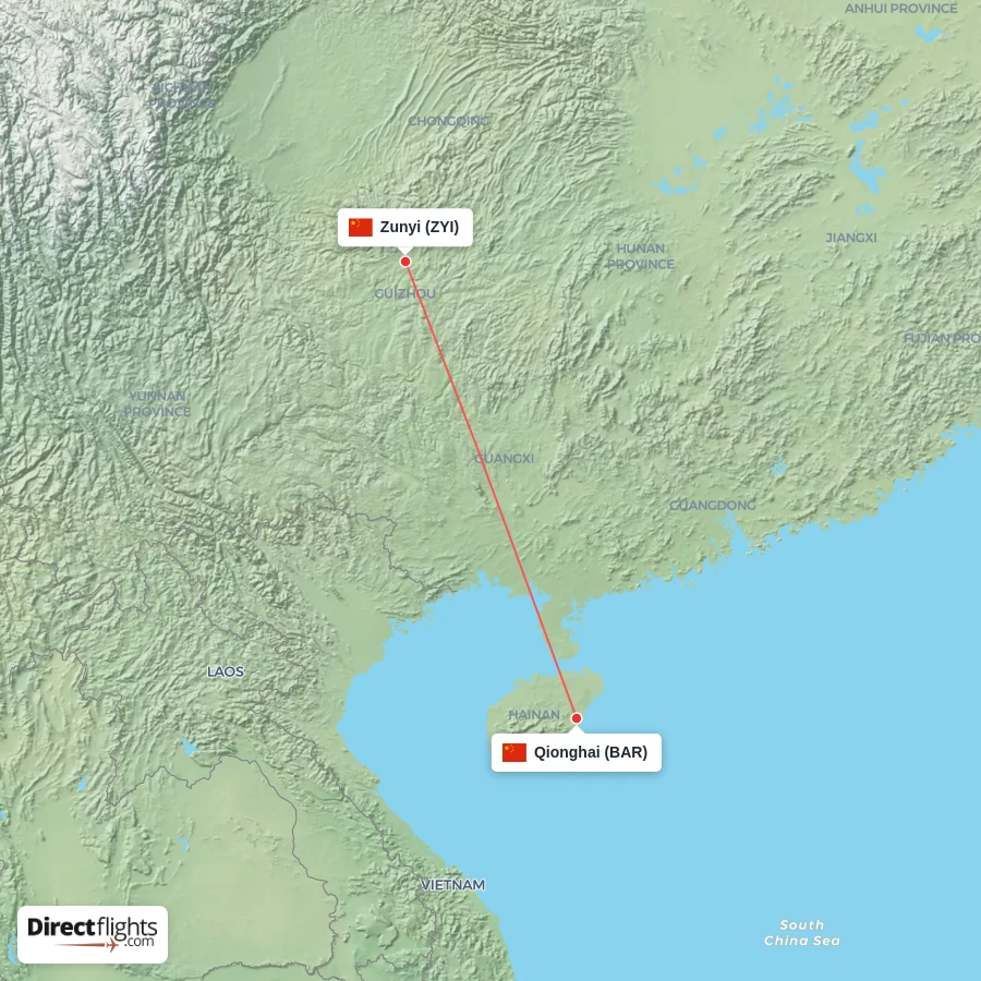 BAR - ZYI route map