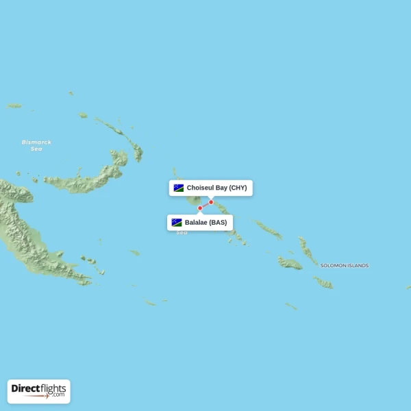 Balalae - Choiseul Bay direct flight map