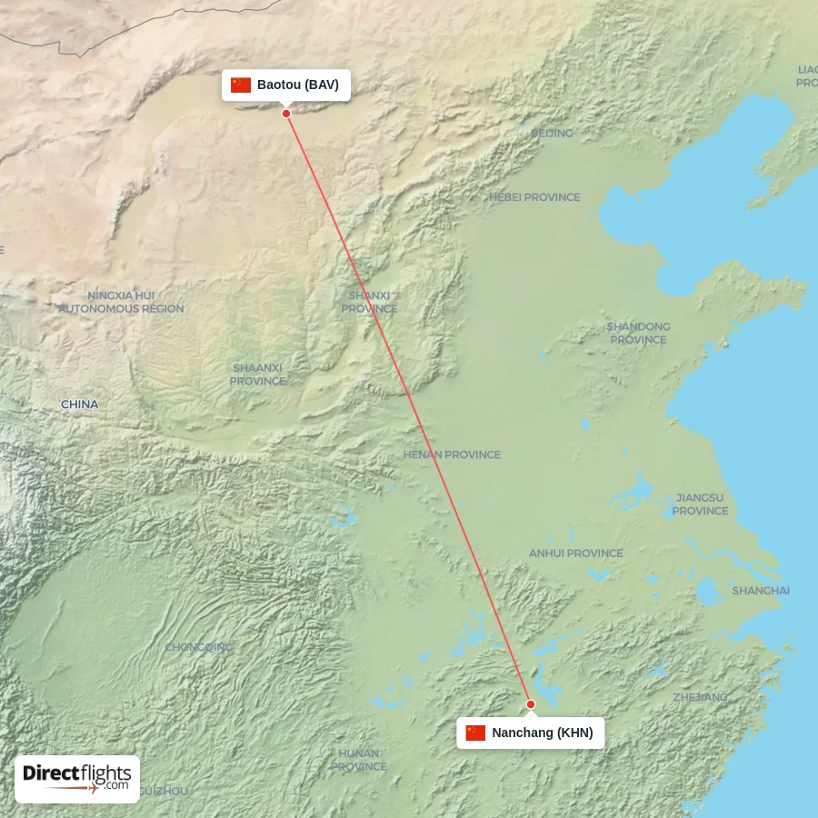 BAV - KHN route map