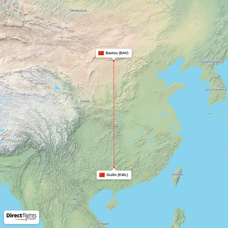 BAV - KWL route map