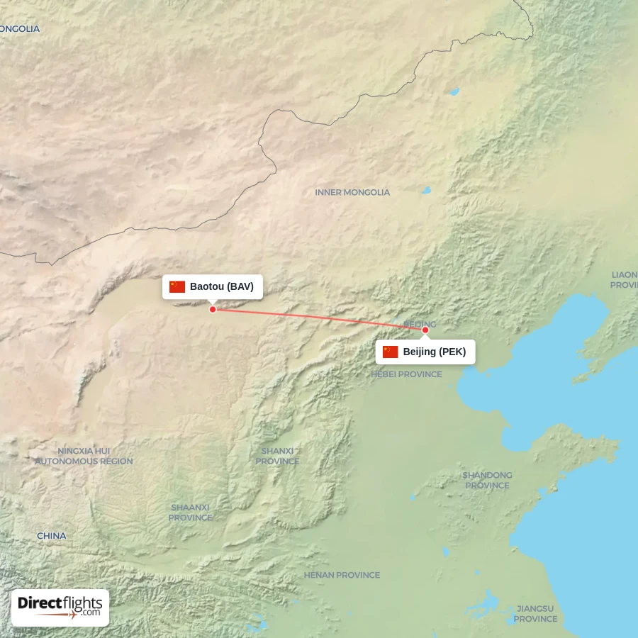 BAV - PEK route map