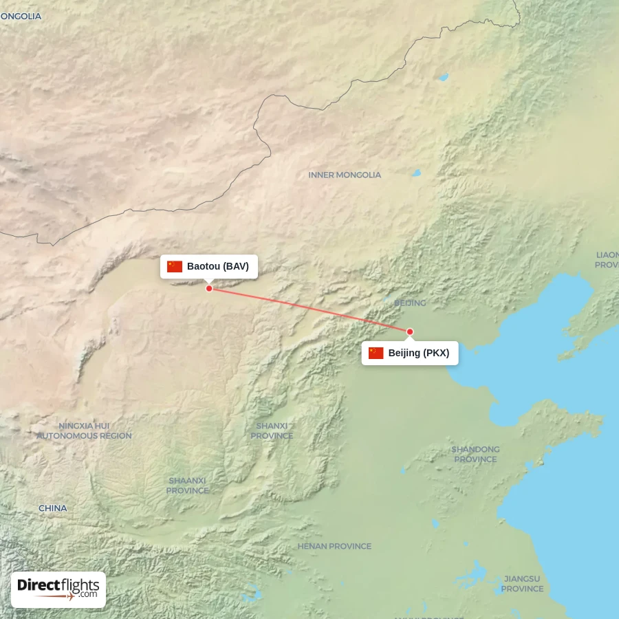 BAV - PKX route map
